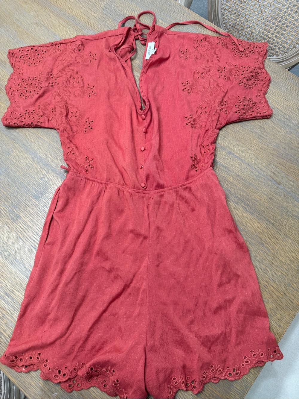 Umgee Coral Eyelet Short Romper